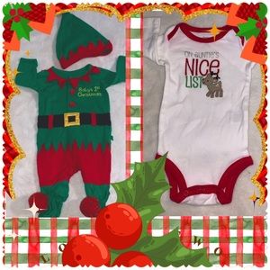 Lot Of 3Pc Newborn Christmas Themed Items
